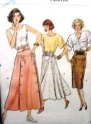 9851 VOGUE YOKE STRAIGHT- FLARE LONGER SKIRT 3 LENGTHS PATTERN 12-16